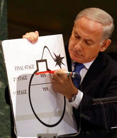 Netanyahu's speech to the UN General Assembly on Iran, 27 September 2012. Credit: Reuters Netanyahu's speech to the UN General Assembly on Iran, 27 September 2012