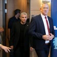 Kahol Lavan leaders Benny Gantz and Yair Lapid during a press conference in Jerusalem, September 9, 2019.