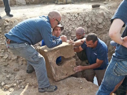An ancient toilet found in a biblical temple in Tel Lachish, September 2016.