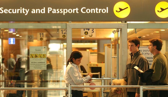 FILE PHOTO: Passport control at Israel's Ben Gurion Airport.