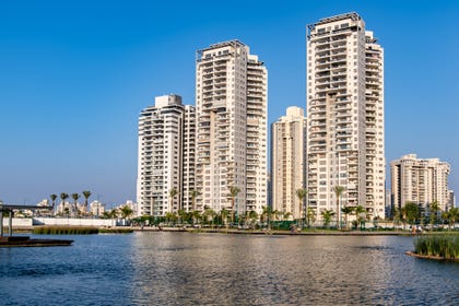 Buildings by water