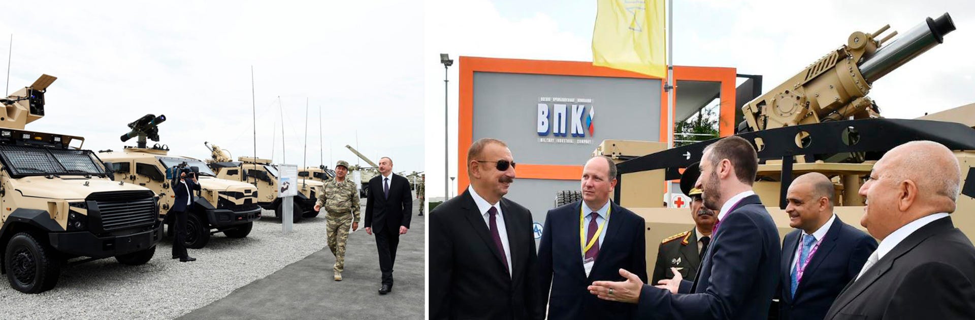 Azeri President Aliyev with Israeli Spike missiles and Hanit artillery
