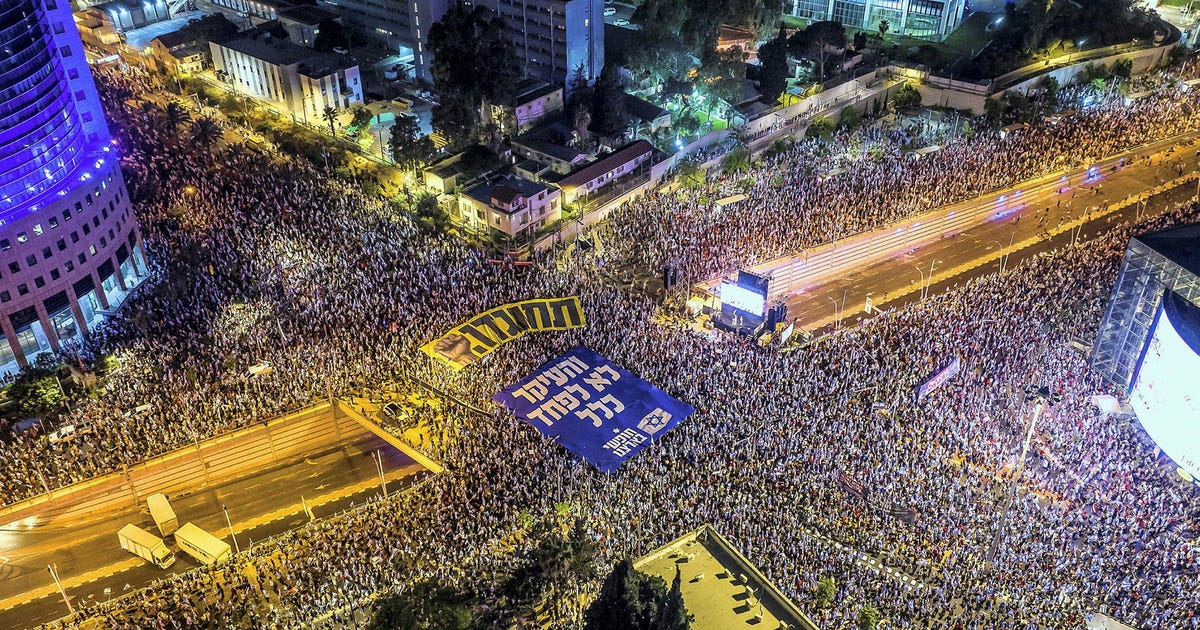 Israelis Mobilize Largest Protest in Weeks Ahead of Monday's Knesset Vote on Key Judicial Coup Bill - Israel News - Vimarsana News