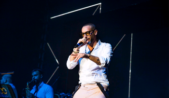 Il rapper Tamer Nafar all'evento musicale "100", un mese fa.