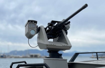 Shark – Naval  system with AI mounted with an M2 machine gun installed on a commando boat | Photograph: General Robotics