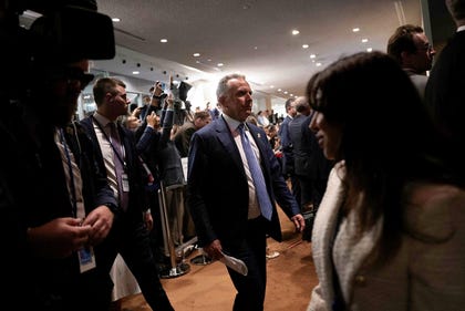 El enviado de Estados Unidos para Oriente Medio, Steve Witkoff, en la ONU antes de entrar en una reunión con Trump y los líderes árabes, el martes.