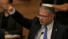 National Security Minister Itamar Ben-Gvir wearing a golden noose-shaped pin at the Knesset, December.