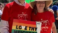 Rabbi Rick Jacobs and Women of the Wall CEO Anat Hoffman at the Jerusalem Pride Parade in June 2021. Credit: The Union for Reform Judaism Rabbi Rick Jacobs and Women of the Wall CEO Anat Hoffman at the Jerusalem Pride Parade in June 2021.