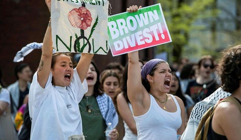 A Pro-Palestinian rally at Brown University in 2024. If voters approve Question 7 on November 3, Providence will become the largest city in the United States with legislation meant to divest from Israel. Credit: Joseph Prezioso / AFP A Pro-Palestinian rally at Brown University in 2024. If voters approve Question 7 on November 3, Providence will become the largest city in the United States with legislation meant to divest from Israel.