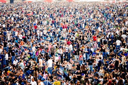 The crowd waiting for Waters to perform. The concert caused a traffic nightmare. Credit: Oren Levin The crowd waiting for Waters to perform. The concert caused a traffic nightmare.