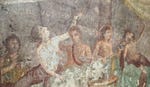 Roman fresco showing revelers drinking at a banquet (detail)