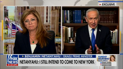 Una captura de pantalla muestra al primer ministro israelí Benjamin Netanyahu apareciendo en Sunday Morning Futures de Fox News con María Bartiromo.