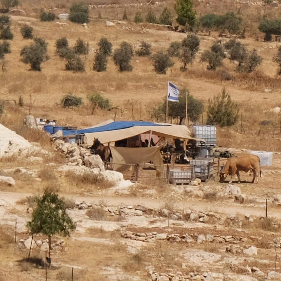 The outpost near Halat al-Hams, this week. Residents are no longer willing to bow to violent settlers.