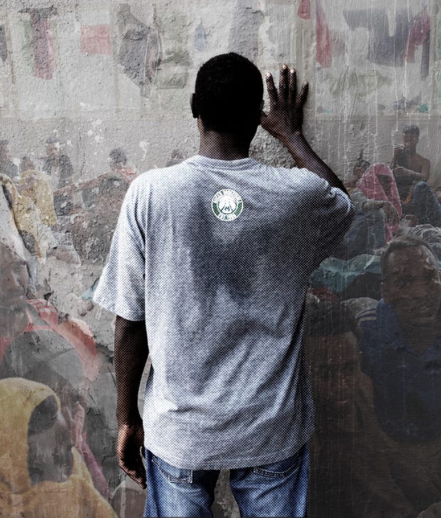 "Omar," a Sudanese asylum seeker. Within two days, tens of thousands of dollars were collected to free members of his family, who were abducted on the Sudan-Egypt border. Credit: Moti Milrod / Rebecca Murray/Mcclatchy / TNS/ZUMA Wire / via Reuters Connect / Artwork by Masha Zur-Glozman "Omar," a Sudanese asylum seeker. Within two days, tens of thousands of dollars were collected to free members of his family, who were abducted on the Sudan-Egypt border.