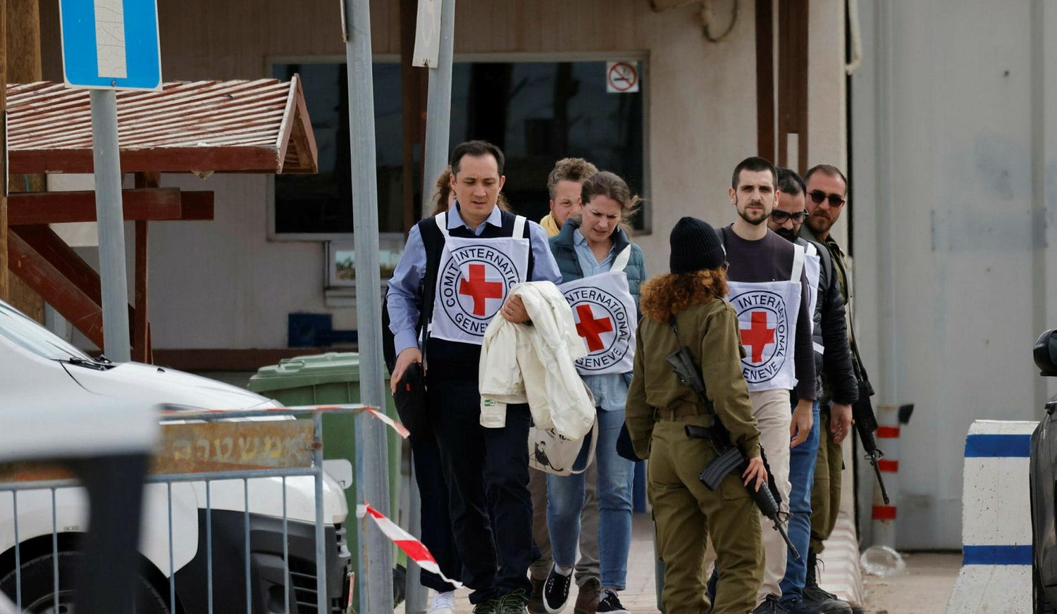 Red Cross personnel in Keziot Prison, 2025. The state has not allowed visits to security prisoners since 2023. Credit: Ilan Assayag