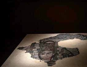 Samson at the Gates of Gaza, from the exhibition "Secrets of Huqoq" – the only original find from the site currently on display to the public.