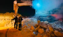 Firefighters putting out fire set by settlers in Masafer Yatta.