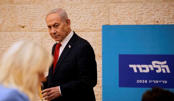 Prime Minister Benjamin Netanyahu votes in Likud party primary elections ahead of Israel's general election in October, in Jerusalem, Monday, August. 17, 2026. Credit: Ohad Zwigenberg/Pool via REUTERS Prime Minister Benjamin Netanyahu votes in Likud party primary elections ahead of Israel's general election in October, in Jerusalem, Monday, August. 17, 2026.