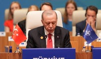 Turkish President Recep Tayyip Erdogan speaks at the NATO summit in Ankara in July.