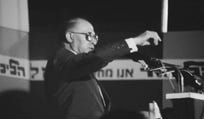 Menachem Begin delivering a campaign speech, from "The Fault Line." An emotional and aggressive election campaign.