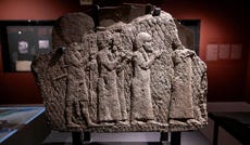 Fragment of a relief from Sennacherib's palace at Nineveh, depicting prisoners of war apparently being led into exile, 704-691 B.C.E. The most pacifist exhibition currently on display in the Middle East."