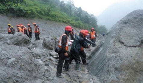 Nepal Army soldiers using a drilling machine during a rescue operation at the site of a hydropower project in Upper Trishuli, Nepal, Sunday. Credit: Nepal Army/AP Nepal Army soldiers using a drilling machine during a rescue operation at the site of a hydropower project in Upper Trishuli, Nepal, Sunday.