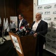 Former MK Yoav Segalovitz, left, with United Arab List leader Mansour Abbas, on Monday. Credit: Daniel Rolider Former MK Yoav Segalovitz, left, with United Arab List leader Mansour Abbas, on Monday.