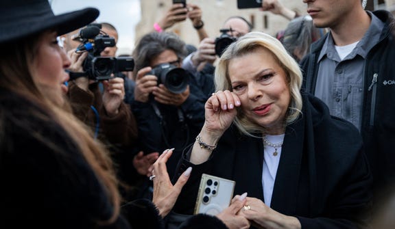 Sara Netanyahu at the Western Wall in Jerusalem's Old City in 2024.