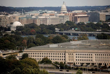 The Pentagon building is seen in Arlington, Virginia, U.S., 2020.