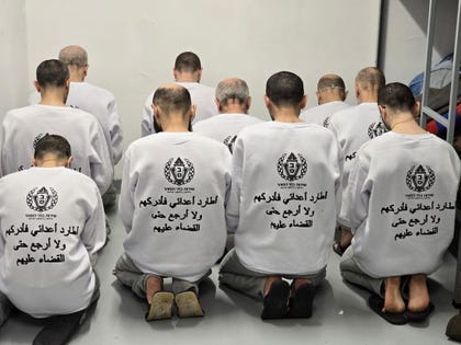 Palestinian prisoners before their release as part of the hostage deal in February 2025.