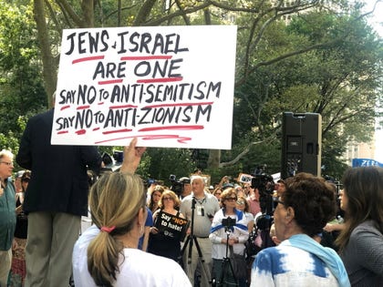 Pro-Israel New Yorkers calling on the city to take action against antisemitism in 2019. Credit: Danielle Ziri Pro-Israel New Yorkers calling on the city to take action against antisemitism in 2019.