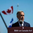 Canadian Prime Minister Mark Carney speaks at the Davie Shipyard in Levis, Quebec, Canada in August. Credit: AFP/ANDREJ IVANOV Canadian Prime Minister Mark Carney speaks at the Davie Shipyard in Levis, Quebec, Canada in August.