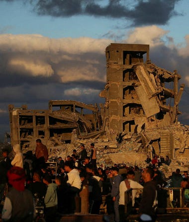 A demolition in the Nuseirat refugee camp in December