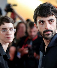 Directors Yuval Abraham and Rachel Szor during arrivals for the screening of the documentary "NAZA" in competition, at the 83rd Venice International Film Festival in Venice, Italy, Thursday.