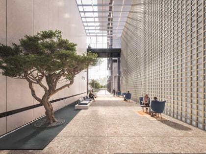 לובי המשרדים בעיצוב ורד גינדי. צילום: Studio84 לובי המשרדים בעיצוב ורד גינדי