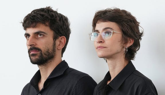 "NAZA" directors Yuval Abraham, left, and Rachel Szor at the Venice Film Festival on Thursday. Credit: Scott A Garfitt/AP "NAZA" directors Yuval Abraham, left, and Rachel Szor at the Venice Film Festival on Thursday.