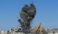Smoke rises from a house during an Israeli strike in Khan Younis, in the southern Gaza Strip, last week. Credit: Ramadan Abed / REUTERS Smoke rises from a house during an Israeli strike in Khan Younis, in the southern Gaza Strip, last week.