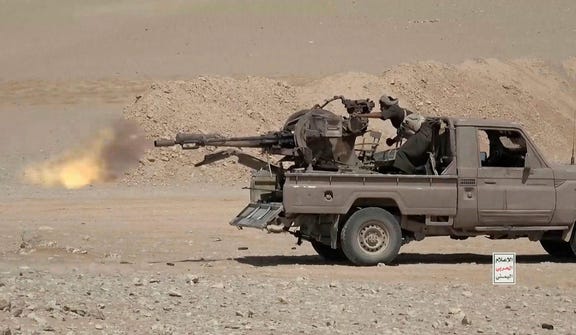 A Houthi fighter firing at Saudi-backed forces in northern Yemen, in footage released by the Houthis on Tuesday.