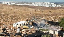 Demolition of structures near the Shira settlement, today. According to Palestinian reports, a herding community had lived in the structures for the past 20 years. Credit: Civil Administration Demolition of structures near the Shira settlement, today. According to Palestinian reports, a herding community had lived in the structures for the past 20 years.