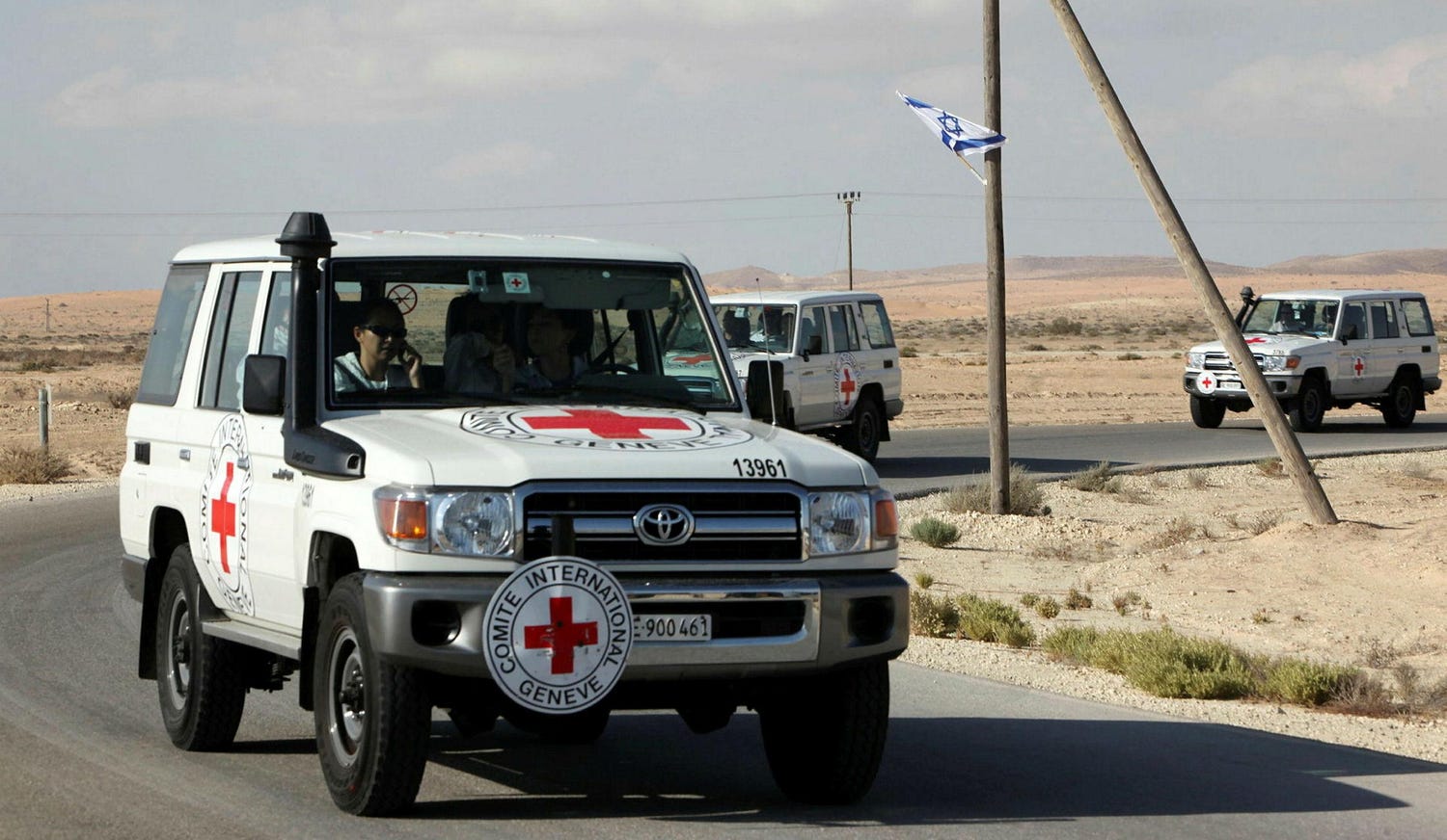 A Red Cross convoy, in 20211. Credit: Eliahu Hershkovitz