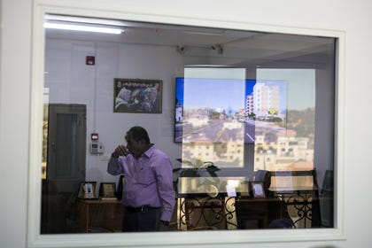 The mayor's office in Turmus Ayya. Credit: Itay Cohen The mayor's office in Turmus Ayya.