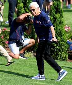 New England Patriots owner Robert Kraft arrives at the team's first day of NFL football training camp, July 25, 2026, in Foxborough, Mass. Credit: Mark Stockwell/AP New England Patriots owner Robert Kraft arrives at the team's first day of NFL football training camp, July 25, 2026, in Foxborough, Mass.
