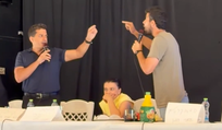 Minister Amichai Shikli, left, debates Democrats contendor Omri Ronen at one of the panels, this month.