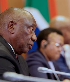 South Africa's President Cyril Ramaphosa attending a meeting ahead of the 18th BRICS Summit in New Delhi, this month. Credit: Government Communication and Information System South Africa's President Cyril Ramaphosa attending a meeting ahead of the 18th BRICS Summit in New Delhi, this month.