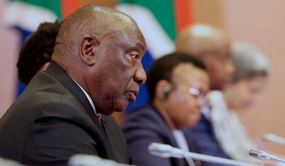 South Africa's President Cyril Ramaphosa attending a meeting ahead of the 18th BRICS Summit in New Delhi, this month.