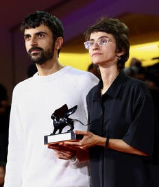 Directors Yuval Abraham and Rachel Szor pose with the Special Jury Award for "Naza" during the closing ceremony of the 83rd Venice International Film Festival, Italy, earlier this month. Credit: Yves Herman/Reuters Directors Yuval Abraham and Rachel Szor pose with the Special Jury Award for "Naza" during the closing ceremony of the 83rd Venice International Film Festival, Italy, earlier this month.