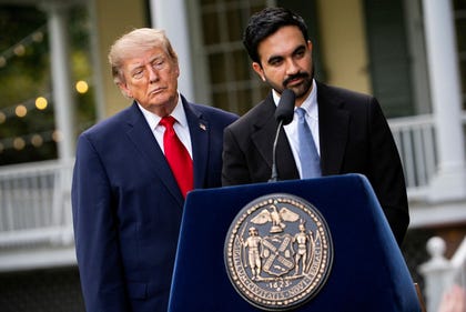 Julia Demaree Nikhinson/AP President Donald Trump and New York City Mayor Zohran Mamdani at a joint news conference at Gracie Mansion, Monday, in New York.