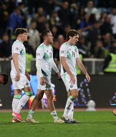 Republic of Ireland's Conor Coventry, with teammates, last week. Credit: Valdrin Xhemaj/Reuters Republic of Ireland's Conor Coventry, with teammates, last week.