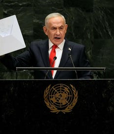 נאום נתניהו באו"ם, בשבוע שעבר. ריח התבוסה נודף ממי שבמצחו אות הקין של 7 באוקטובר