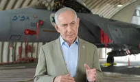 Netanyahu at Tel Nof Airbase, Tuesday.